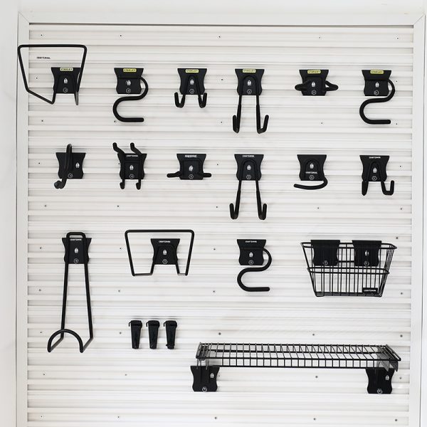 BJ4A7487++J PVC slatwall shelves garage hooks storage Organization
