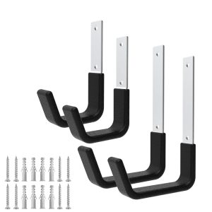 Heavy-duty hook organizer rack for wall-mounted flat steel on garage wall