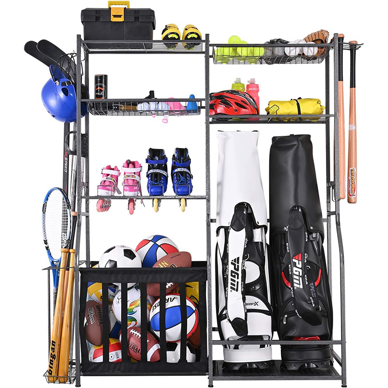Multi-layer partition golf club shoes bag integrated metal storage rack