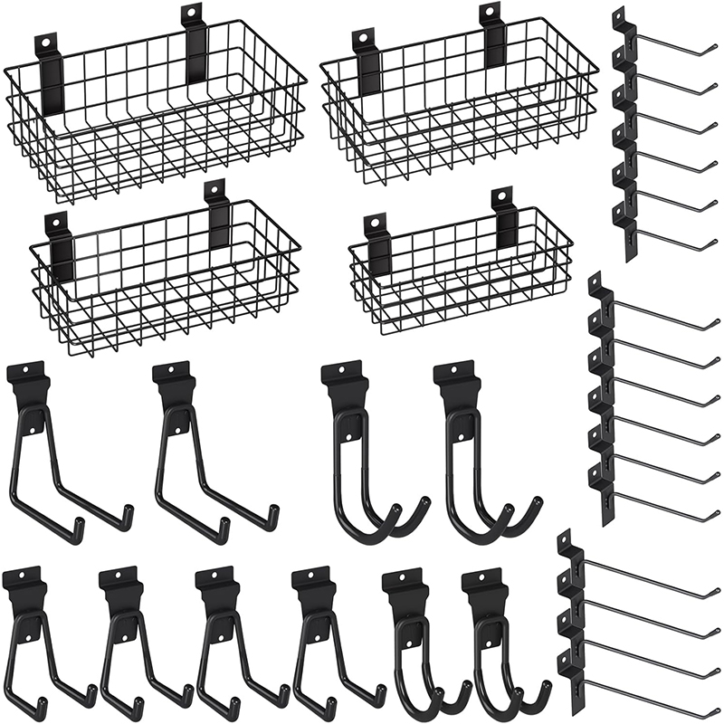 Slatwall hooks,garage organizing rack and metal slatwall baskets