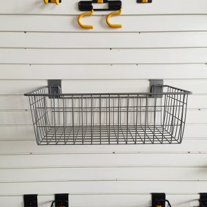 PVC hanging basket for garage storage, wall-mounted bin for shelves