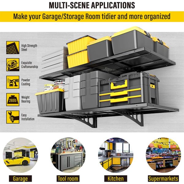 Single layer strong load-bearing adjustable wall shelves for warehouse