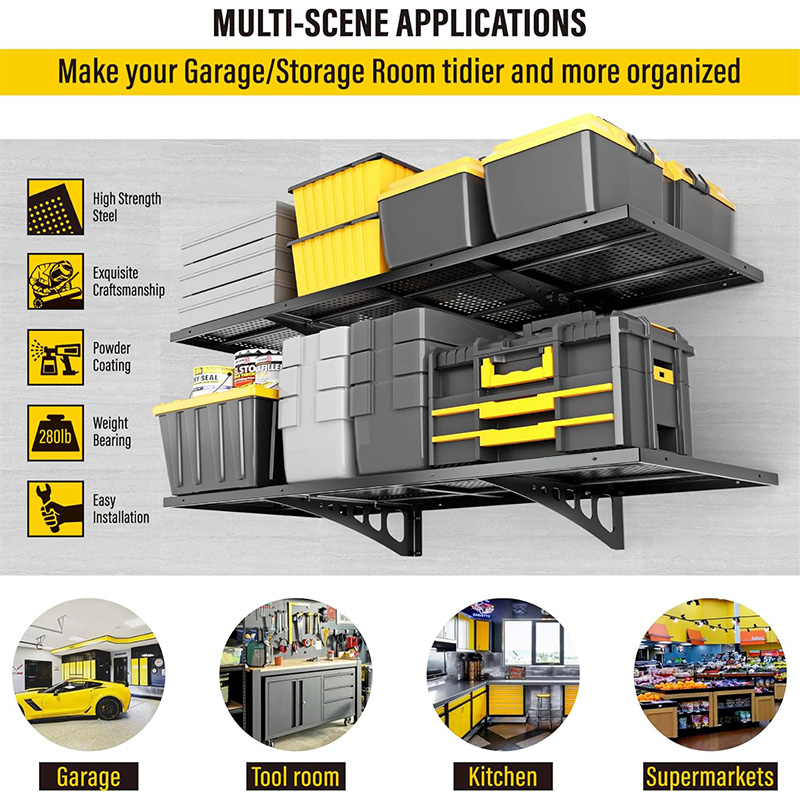 Single layer strong load-bearing adjustable wall shelves for warehouse
