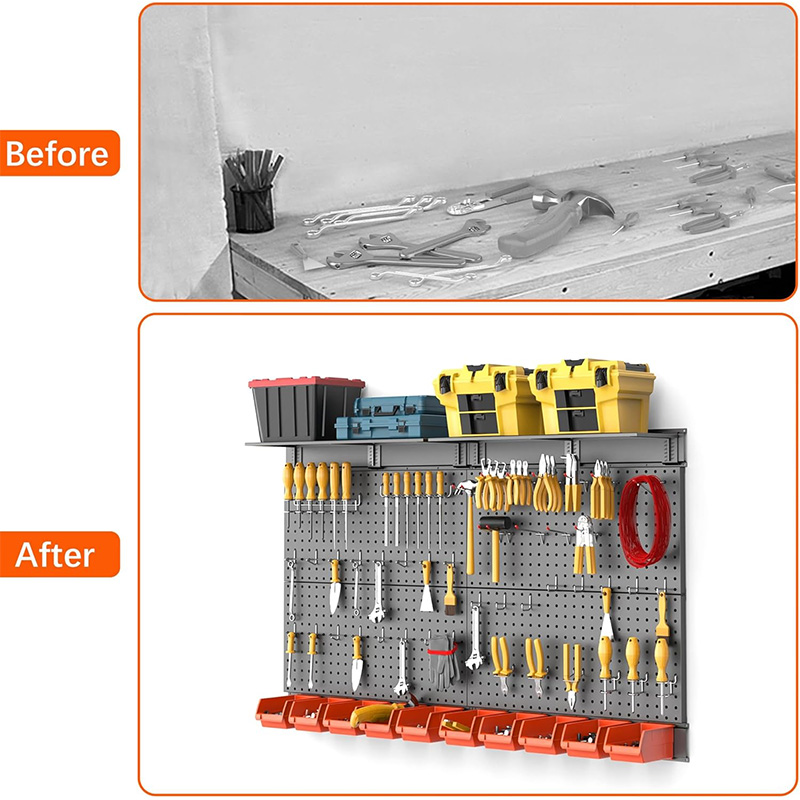 Slot board hook with wall-mounted pegboard storage organizer