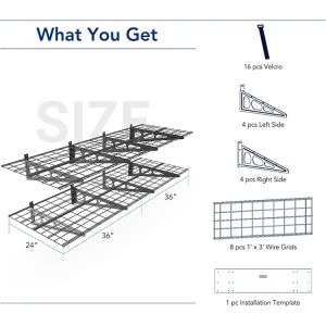 Metal garage wall hanging floating shelf storage rack