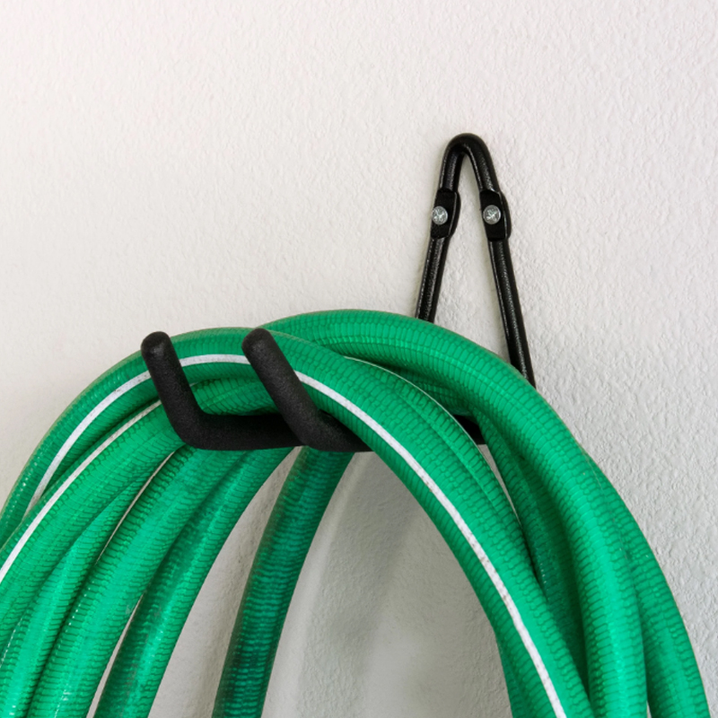 Heavy duty double headed V-shaped iron pipe hook for garage