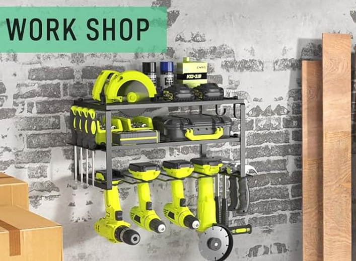 Wall-mounted electric tool storage rack