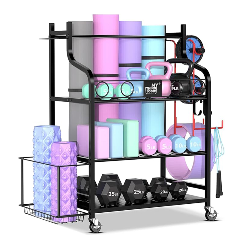 Tray for moving sports equipment such as yoga mats, basketballs, dumbbells