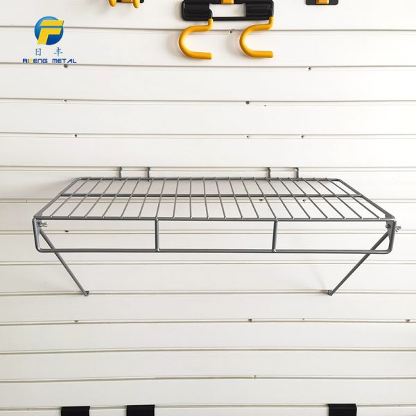 Slat wall storage shelf for warehouse storage room