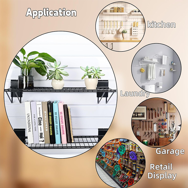 Metal storage rack on the wall