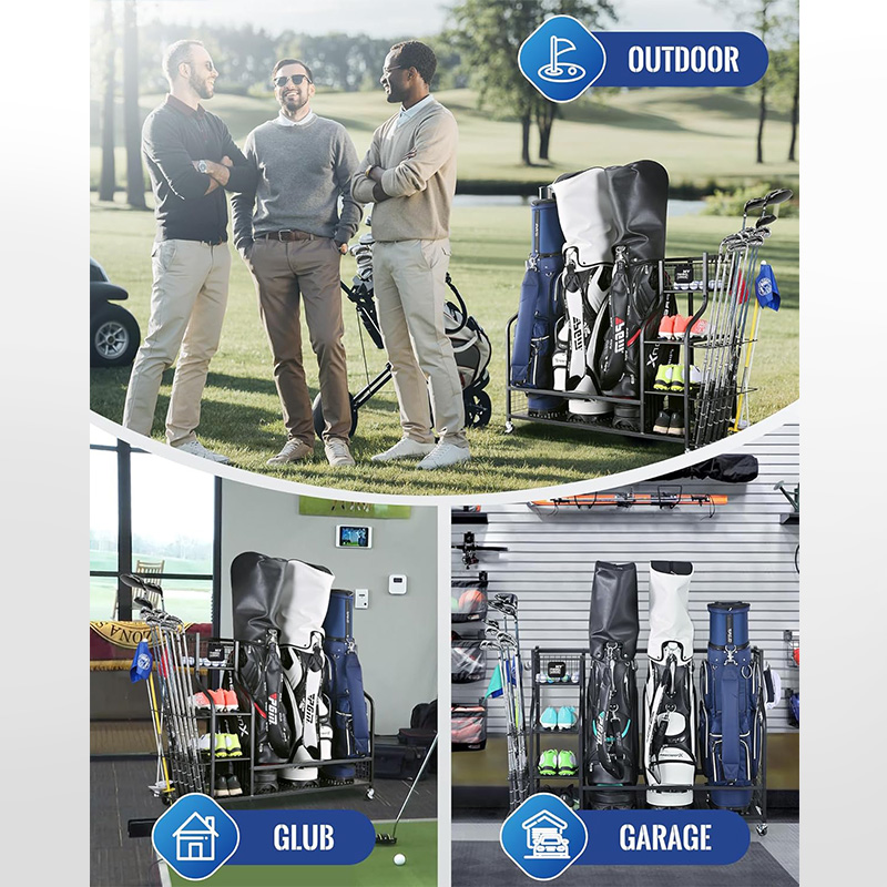Tips for storing metal vertical golf club bags, shoes, and racks
