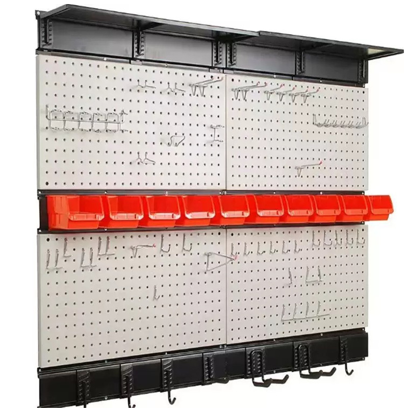 Slot board hook with wall-mounted pegboard storage organizer