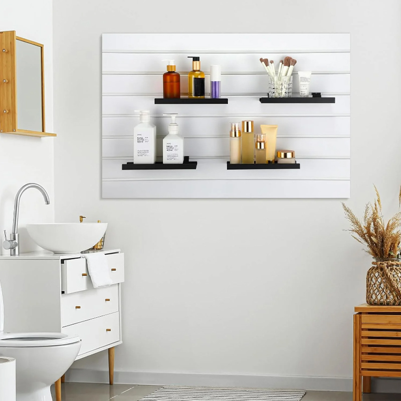 Slatwall black iron hanging storage display shelf