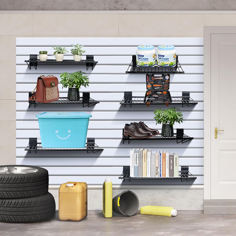 Metal storage rack on the wall, the organizer makes items more tidy