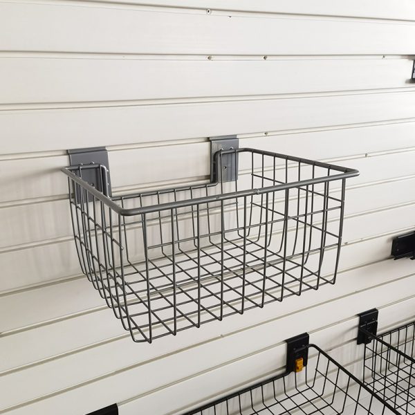 PVC hanging basket for garage storage, wall-mounted bin for shelves