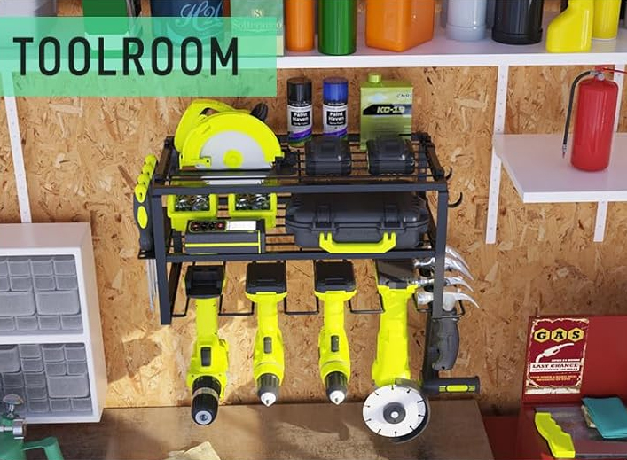 Wall-mounted electric tool storage rack