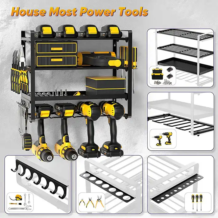 wall-mounted electric tools storage rack