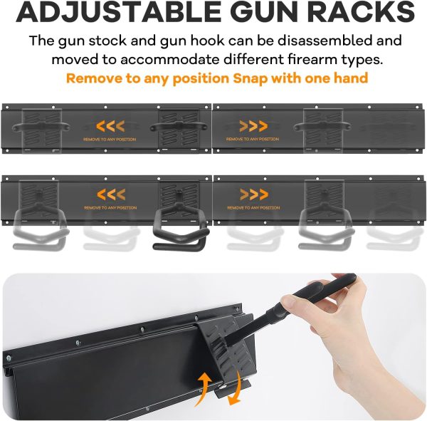 Gun display rack with adjustable distance slots 3/6/4/8