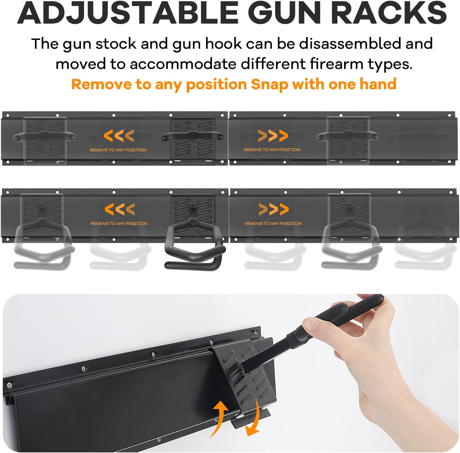 Gun display rack with adjustable distance slots 3/6/4/8