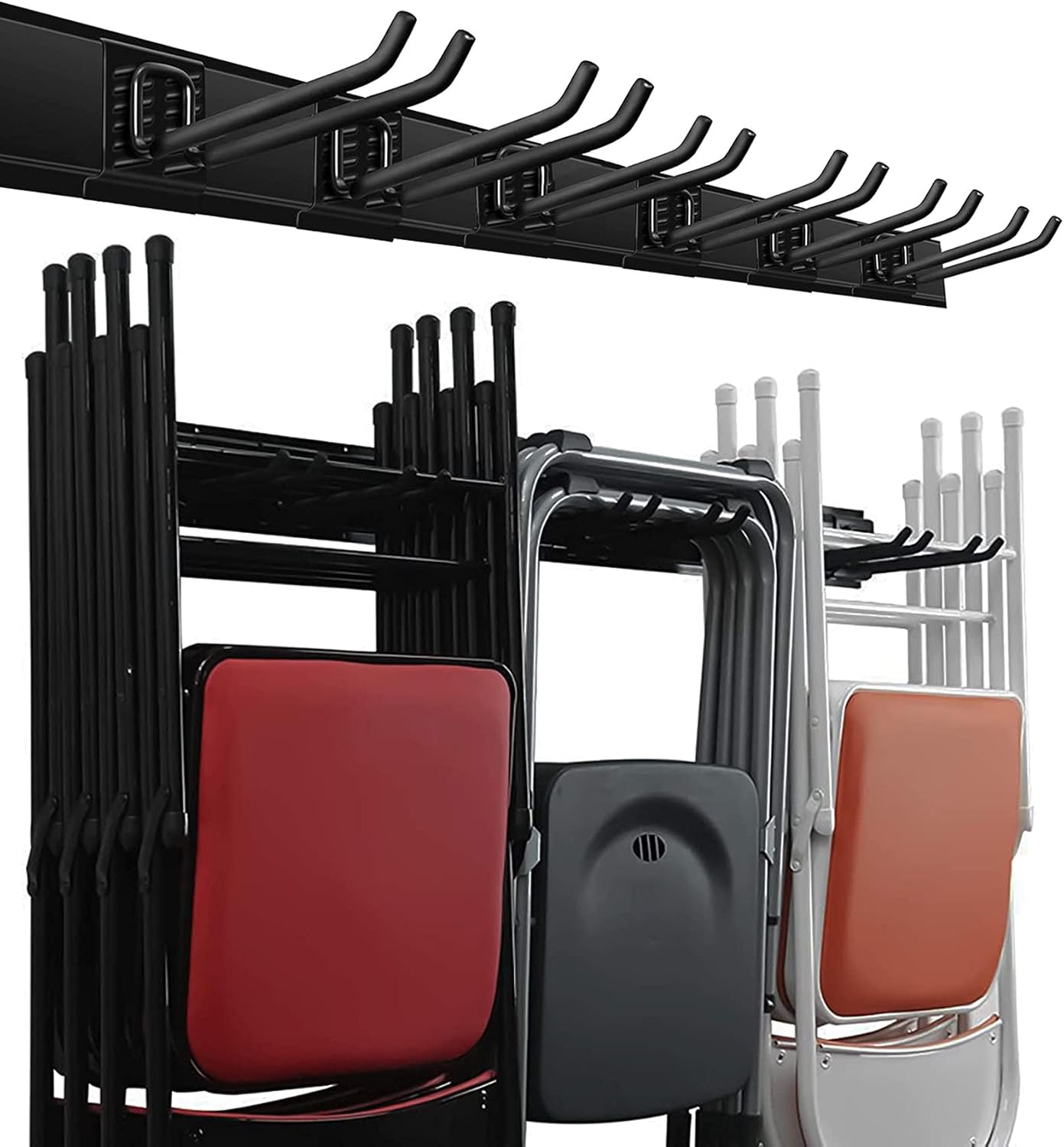 Garage warehouse Slider black double line straight hook