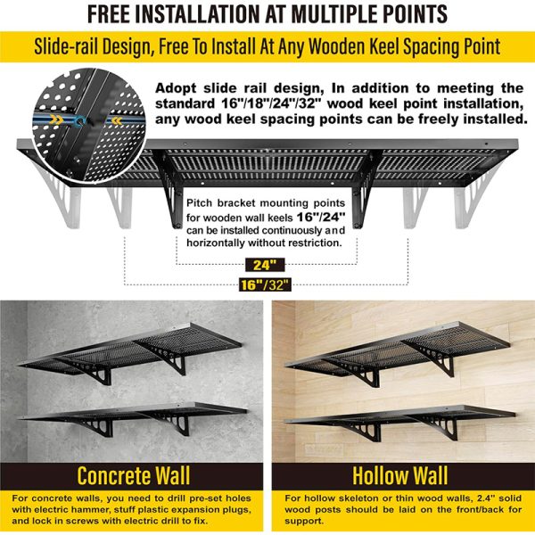 Single layer strong load-bearing adjustable wall shelves for warehouse