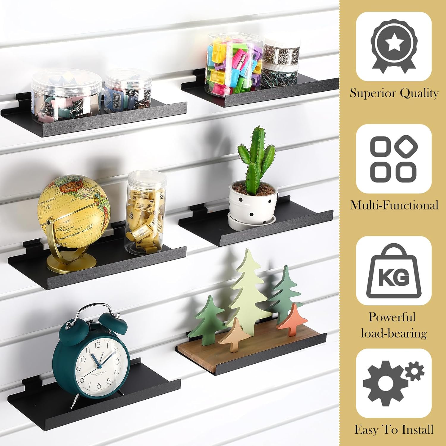 Slatwall black iron hanging storage display shelf