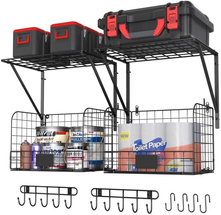 Wire Shelf & Basket for Garage Organization and Storage