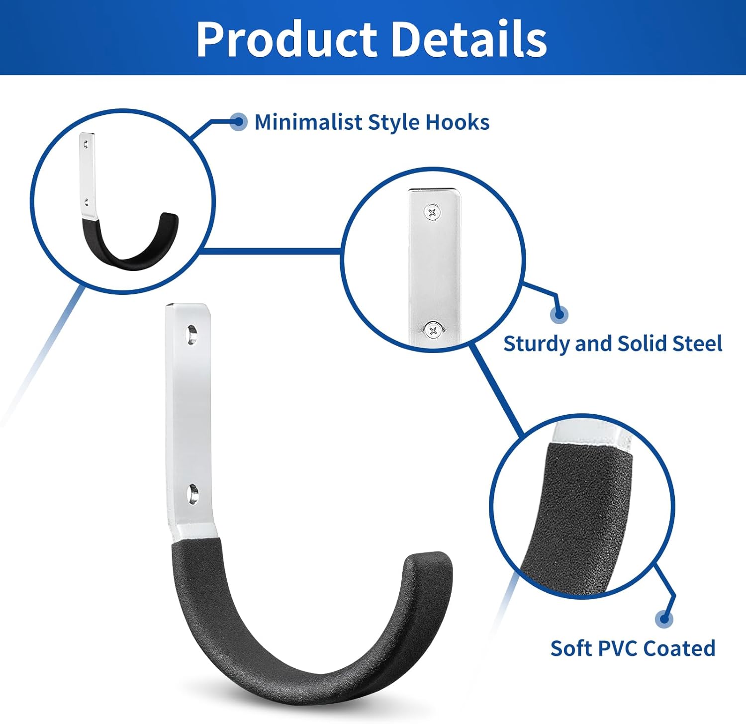 Heavy Duty Steel Black J Hooks Wall Mount Utility Hook