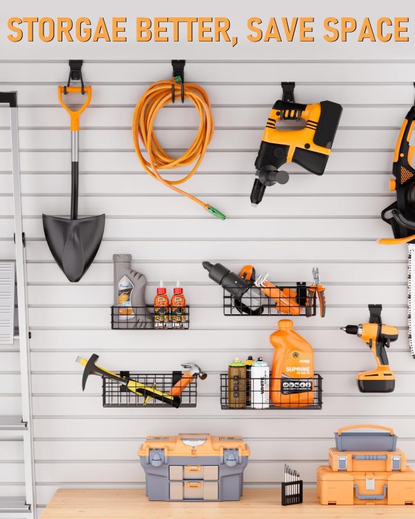 Slatwall hooks，garage organizing rack and metal slatwall baskets