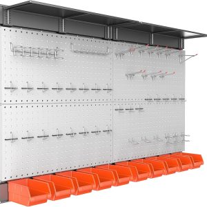 Slot board hook with wall-mounted pegboard storage organizer
