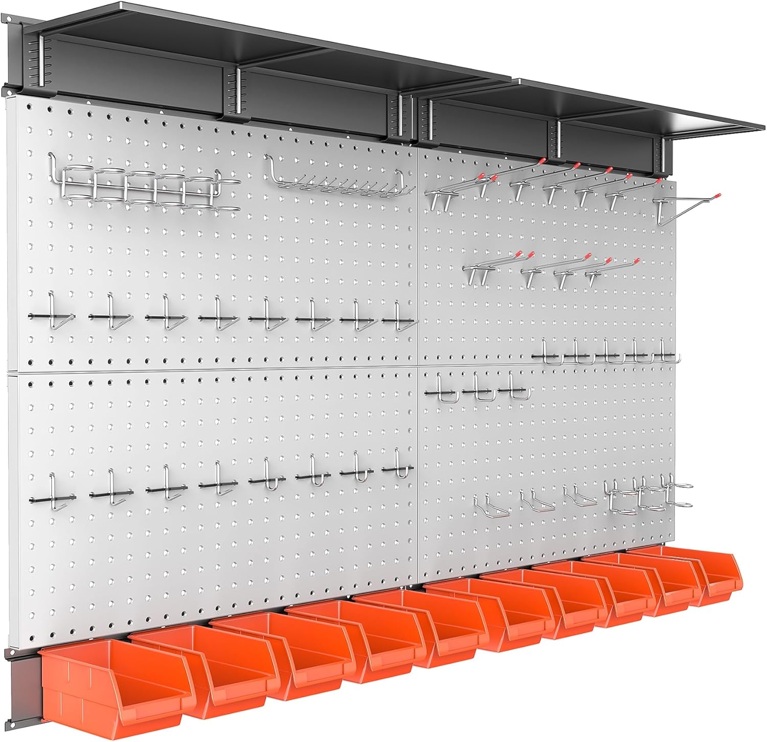 Slot board hook with wall-mounted pegboard storage organizer