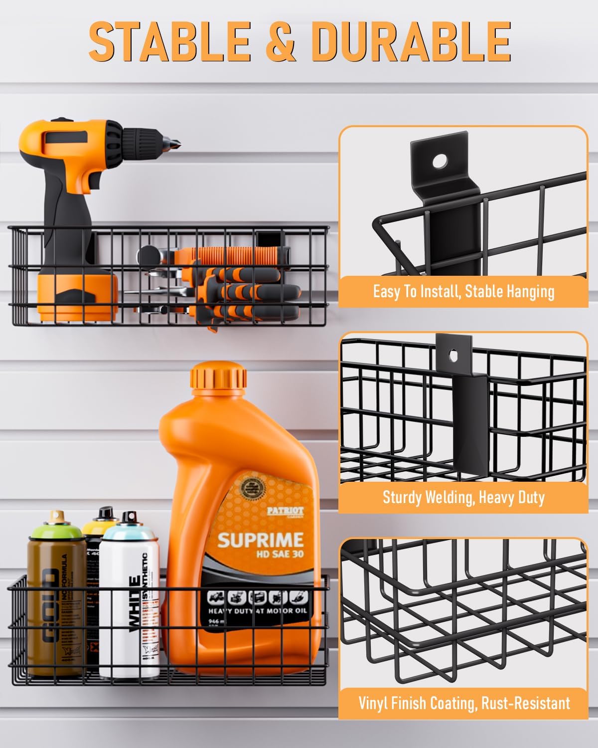Slatwall hooks,garage organizing rack and metal slatwall baskets