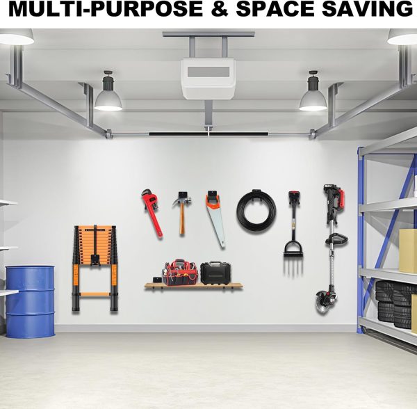 Heavy-duty garage wall bracket for hanging tires, chairs, ladders, garden tools