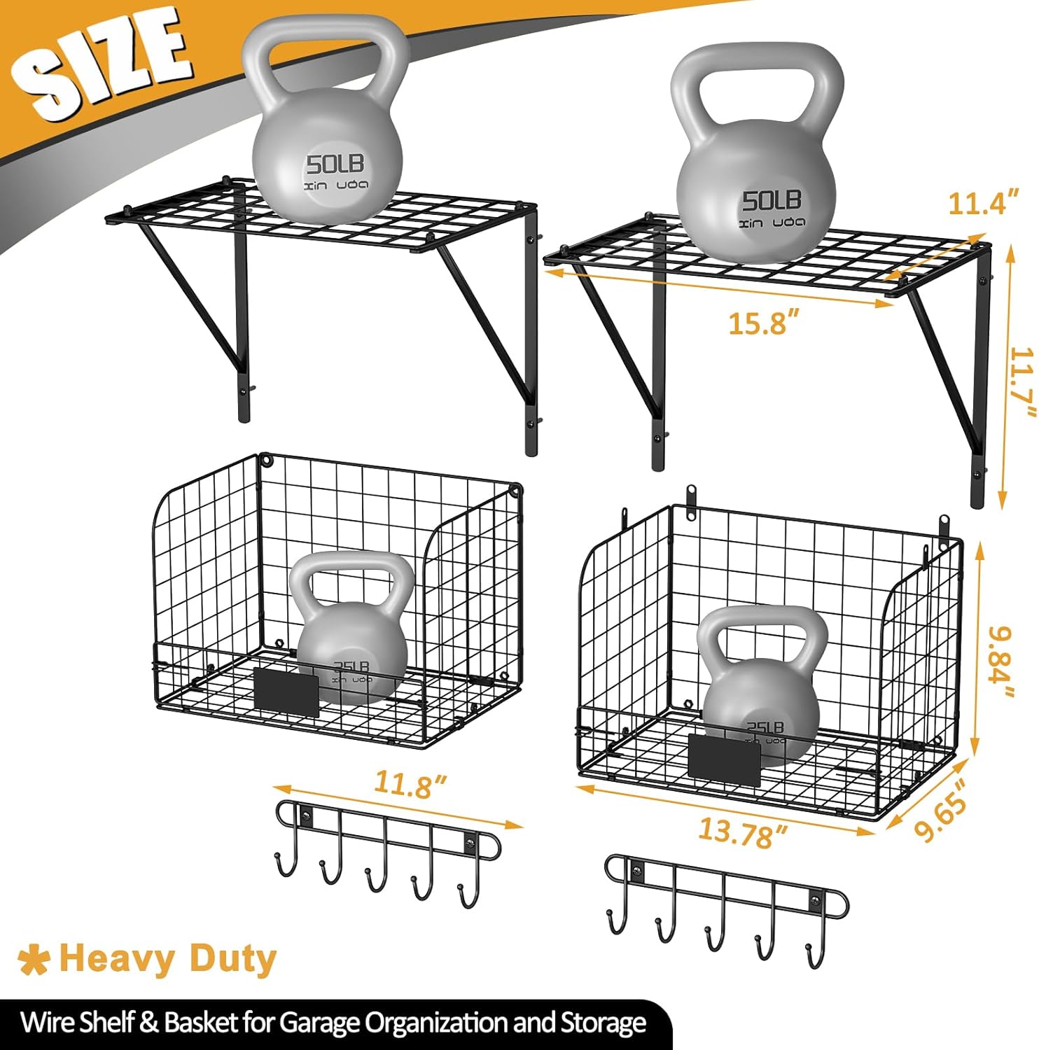 Wire Shelf & Basket for Garage Organization and Storage