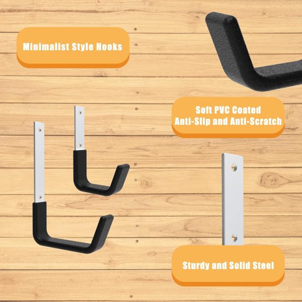 Heavy-duty hook organizer rack for wall-mounted flat steel on garage wall