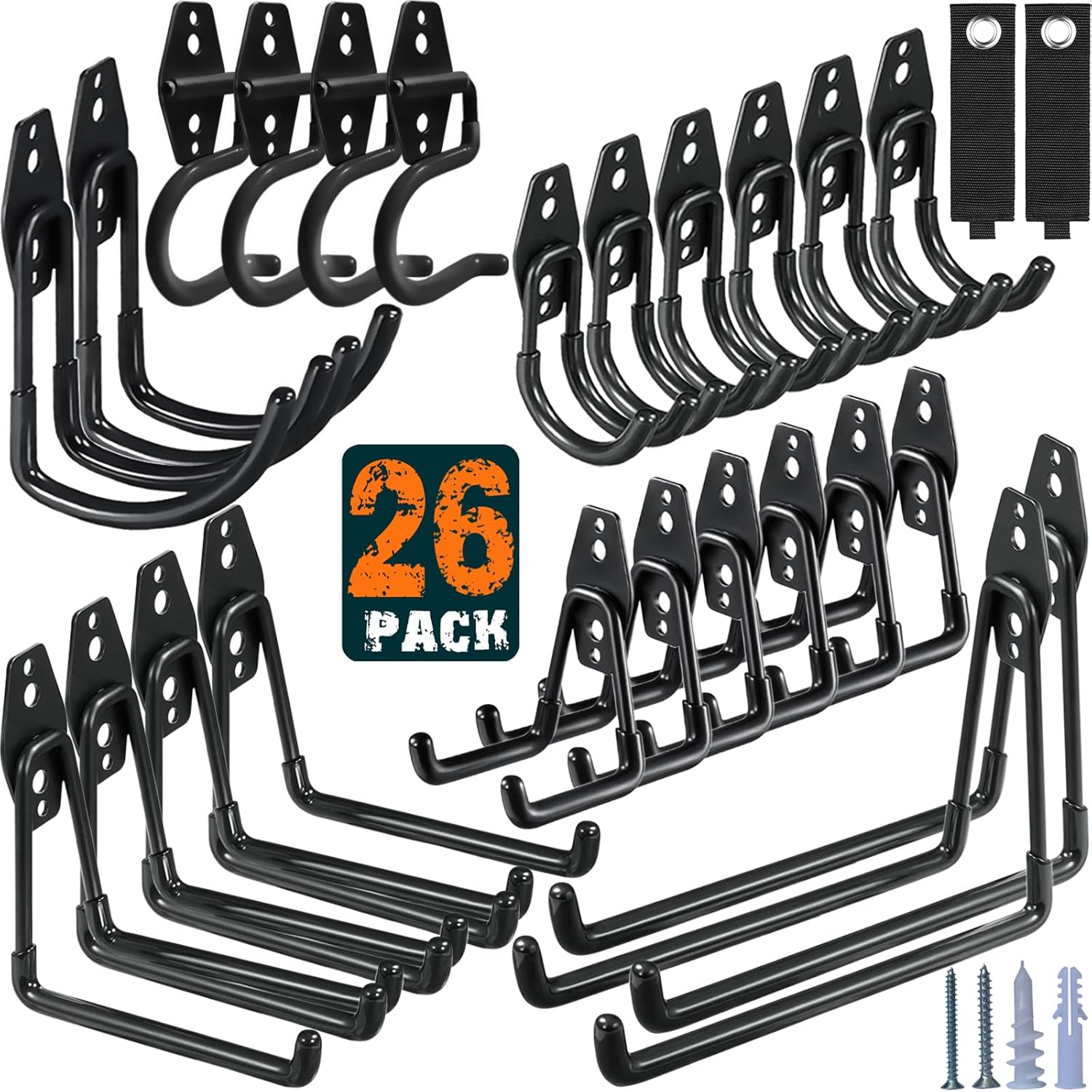 Heavy duty garage hook 26 pack, steel garage storage hook, wall tool rack for garage