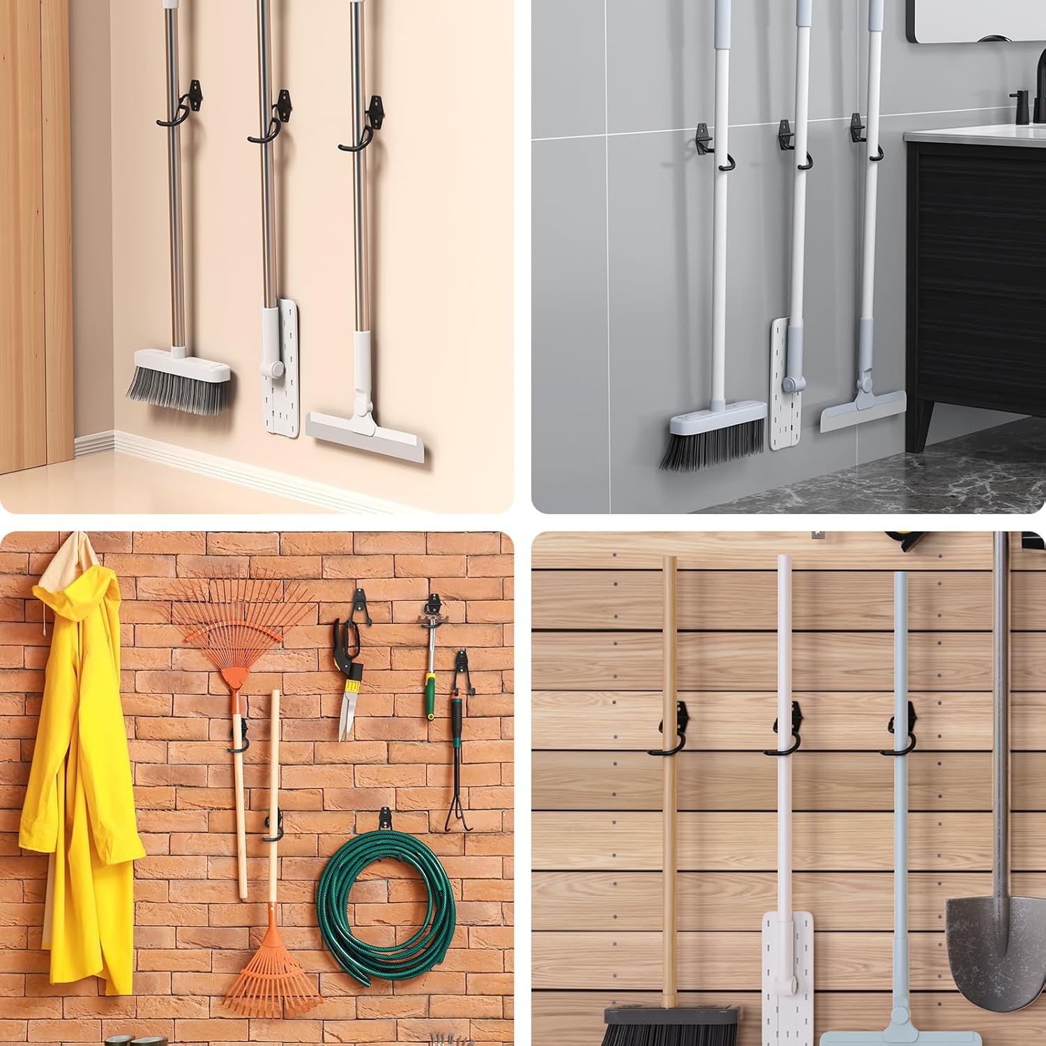 Garage S Hooks Heavy Duty,Broom and Mop Holder Wall Mounted