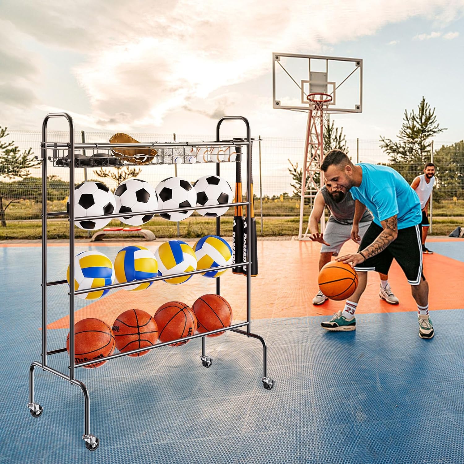 Mobile sports equipment ball storage rack suitable for school kindergarten training hall