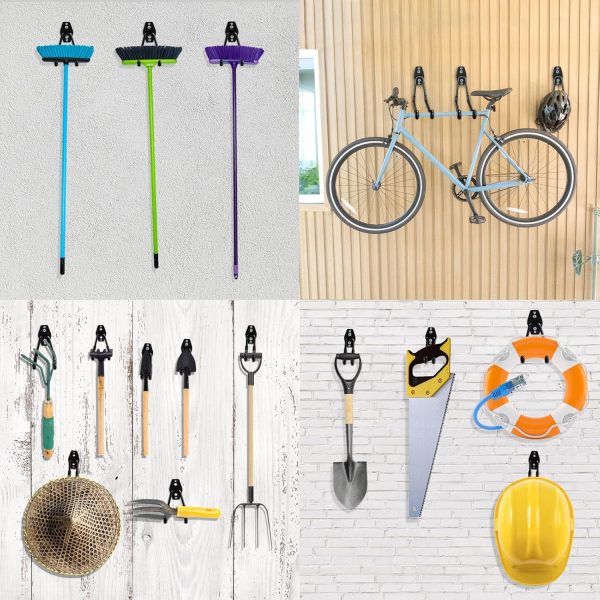 12 Heavy-Duty Garage Hooks, Steel Wall Mount Organizer with Anti-Slip Coating