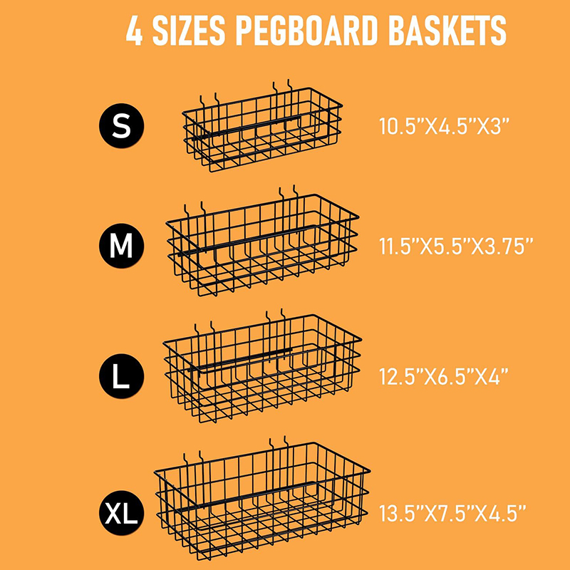 A mesh basket on a perforated board