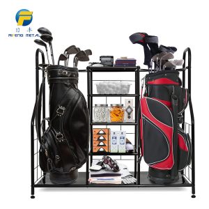 Multi-layer partition golf club shoes bag integrated metal storage rack