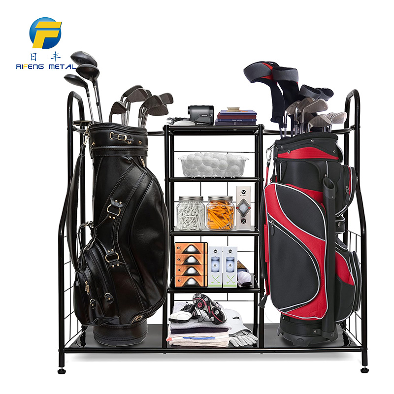 Multi-layer partition golf club shoes bag integrated metal storage rack