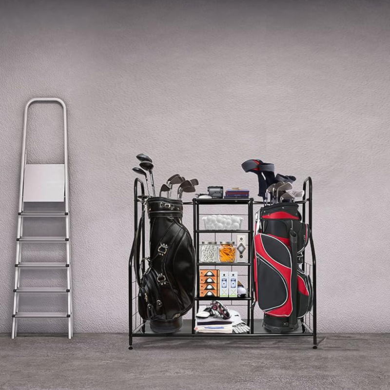 Multi-layer partition golf club shoes bag integrated metal storage rack