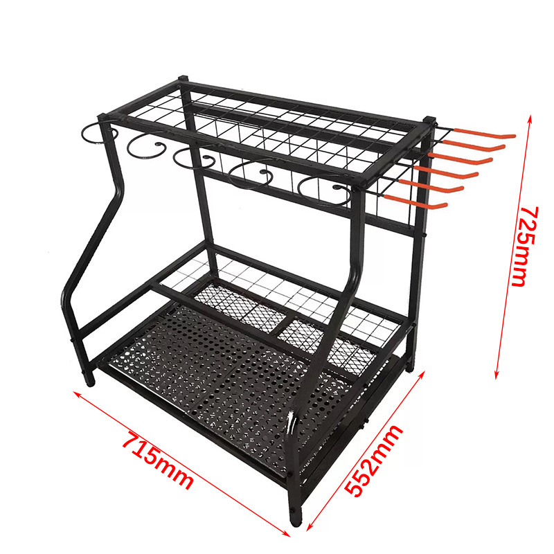 Multi-functional use of vertical agricultural tool storage and organization rack