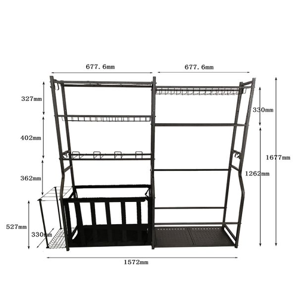 Sports equipment storage rack for golf gear organization and storage