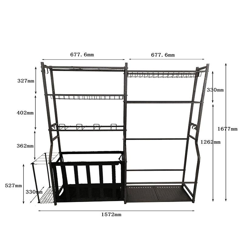 Sports equipment storage rack for golf gear organization and storage