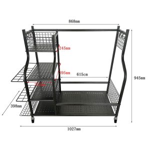 Golf bag storage rack with wheels, for garage organization