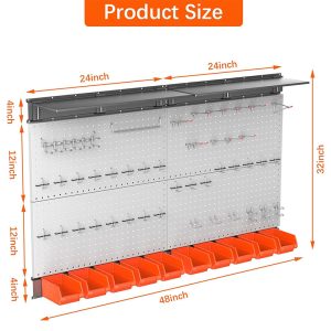 Slot board hook with wall-mounted pegboard storage organizer