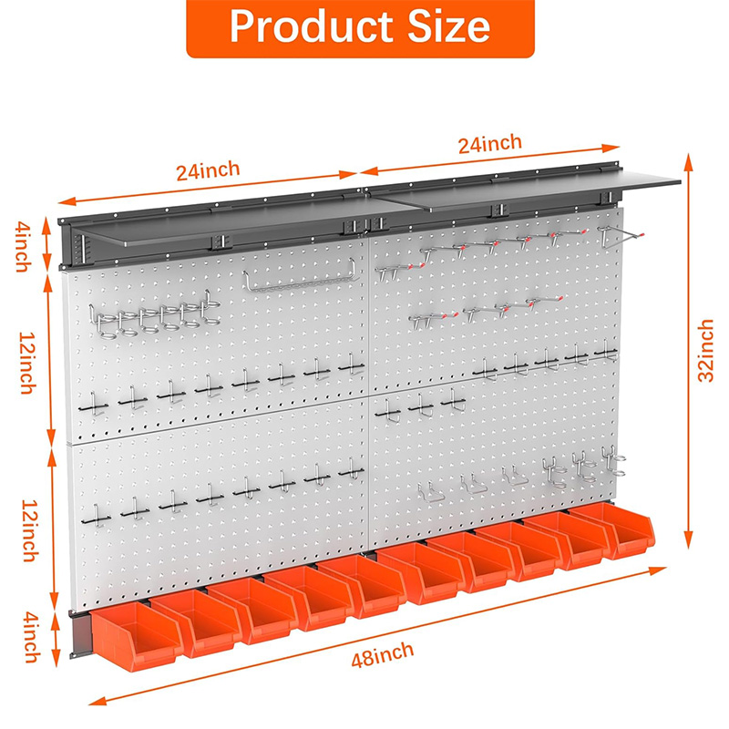 Slot board hook with wall-mounted pegboard storage organizer