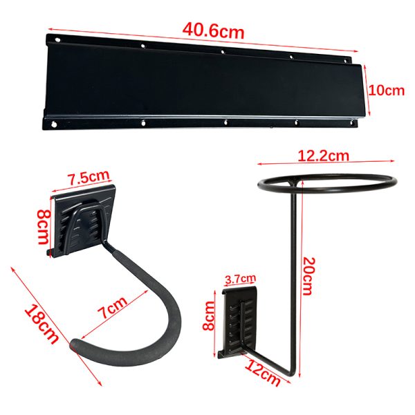 Garage wall bracket metal tray hook bike helmet display storage rack